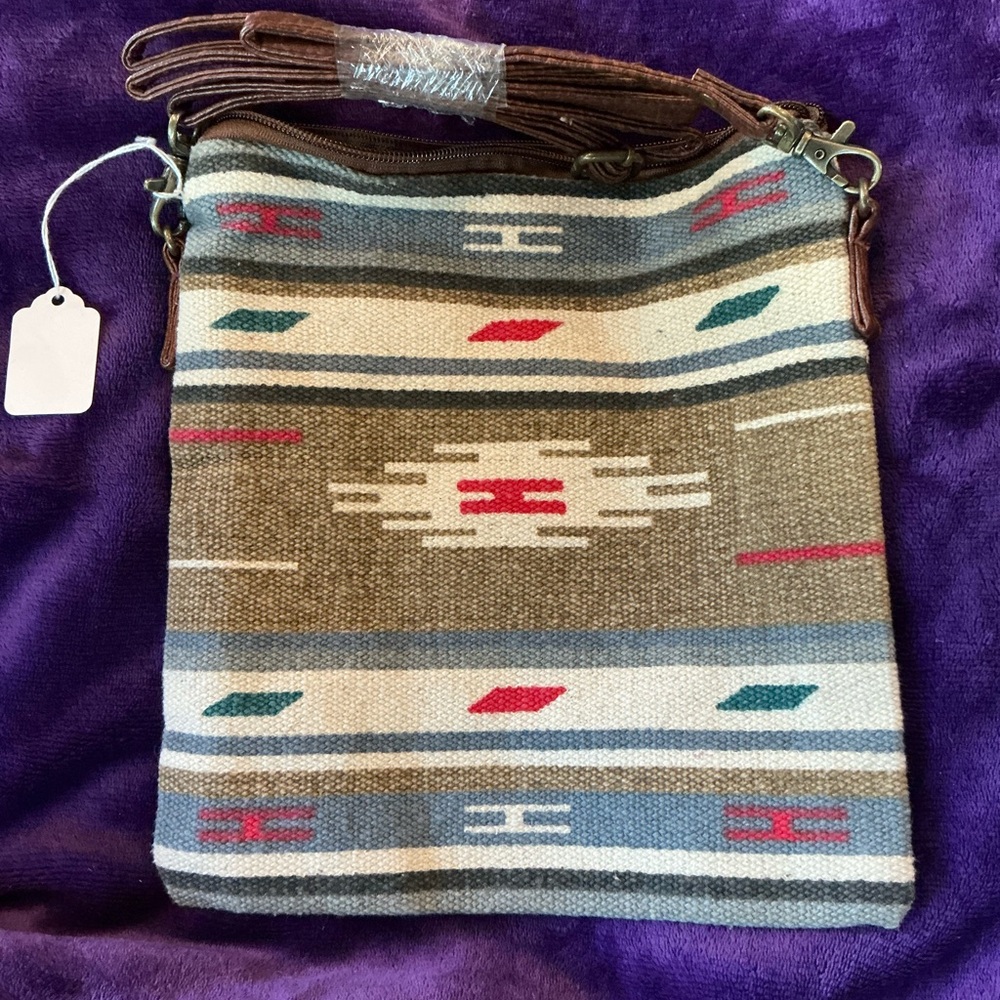 Patterned Brown and Green Women Bag